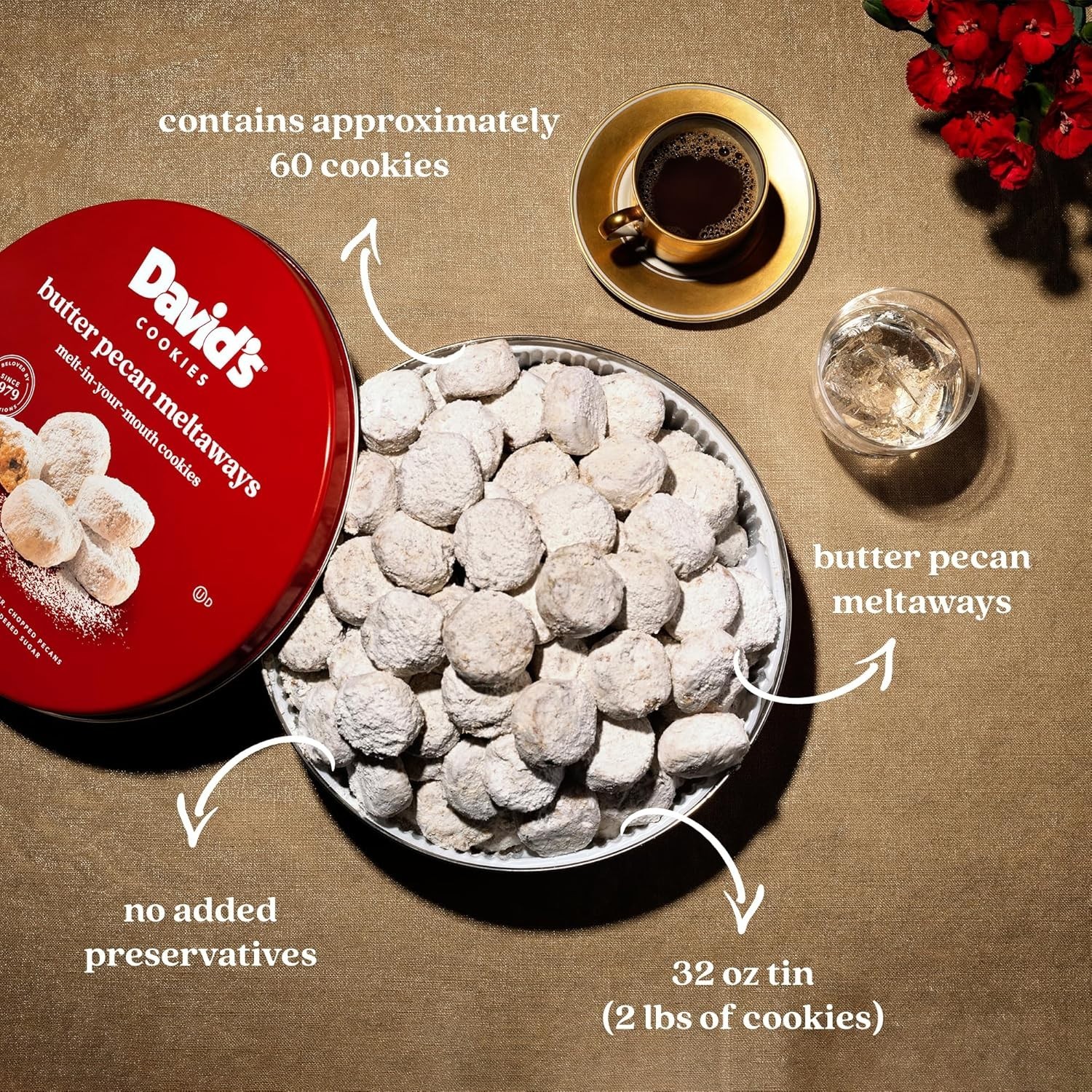 David’s Gourmet Butter Pecan Meltaways – 32oz of Luxurious Shortbread Cookies