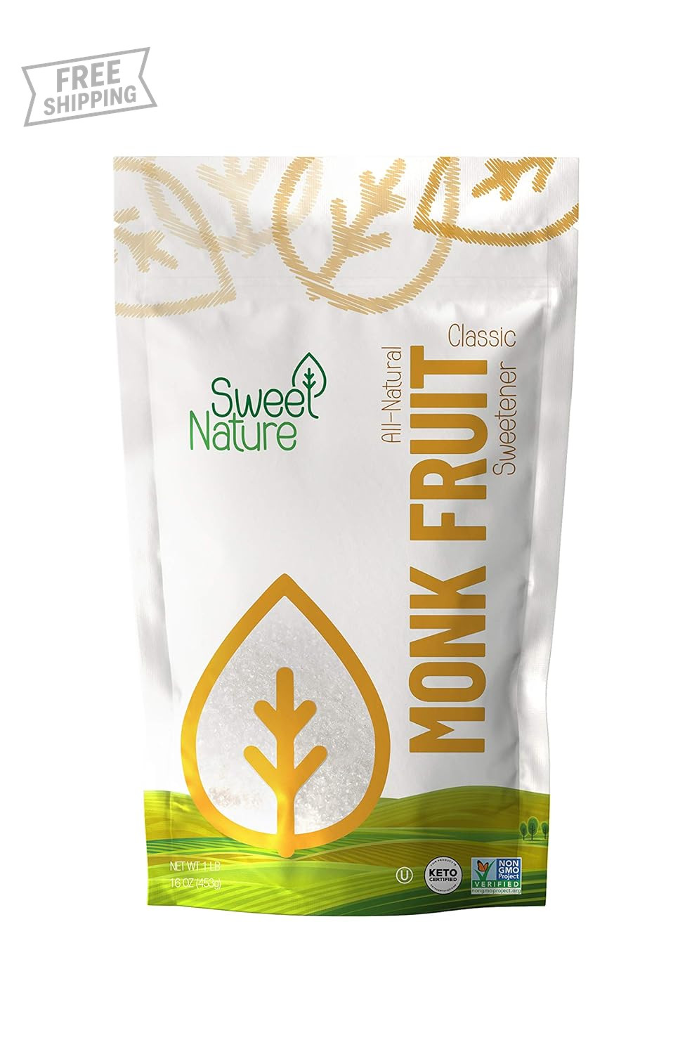 Monk Fruit Sweetener Classic Non GMO Gluten Free Sugar Substitute G1N