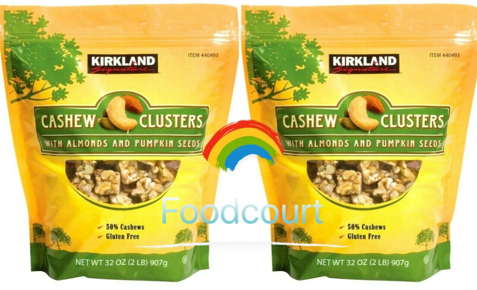 2 Packs Kirkland Signature Cashew Clusters 32 oz Each Pack