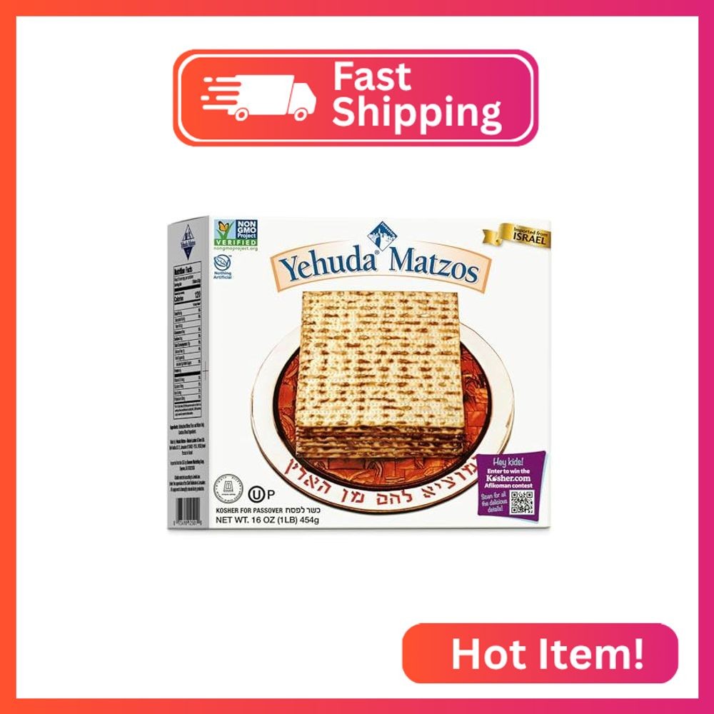 Yehuda Passover Matzo, 1lb | Crispy Matzo Crackers | Traditional Unleavened Brea