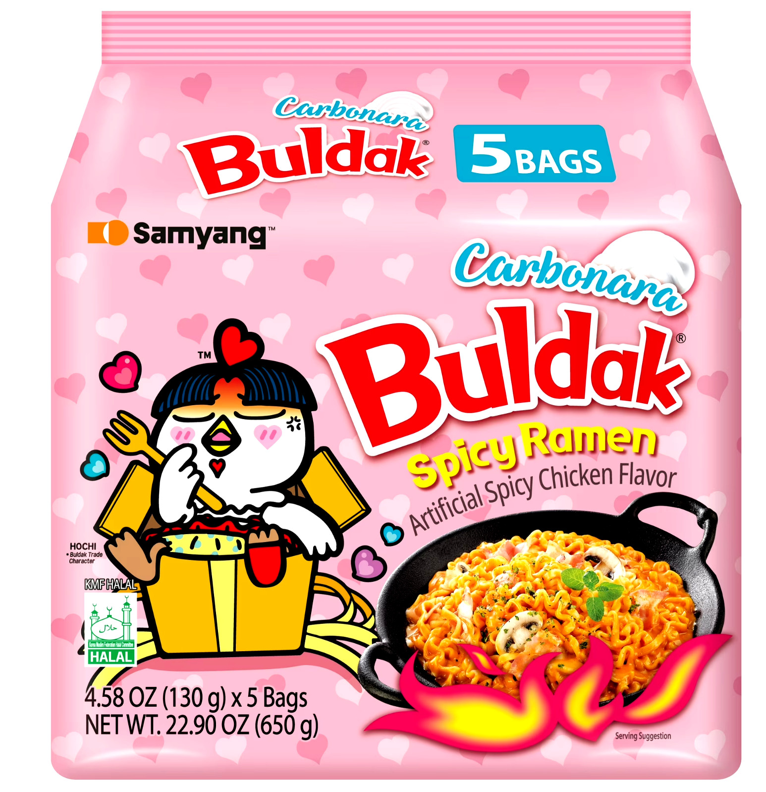 Samyang Spicy Chicken Noodle Carbonara Flavor Ramen, 4.58 oz, 5 Pack New