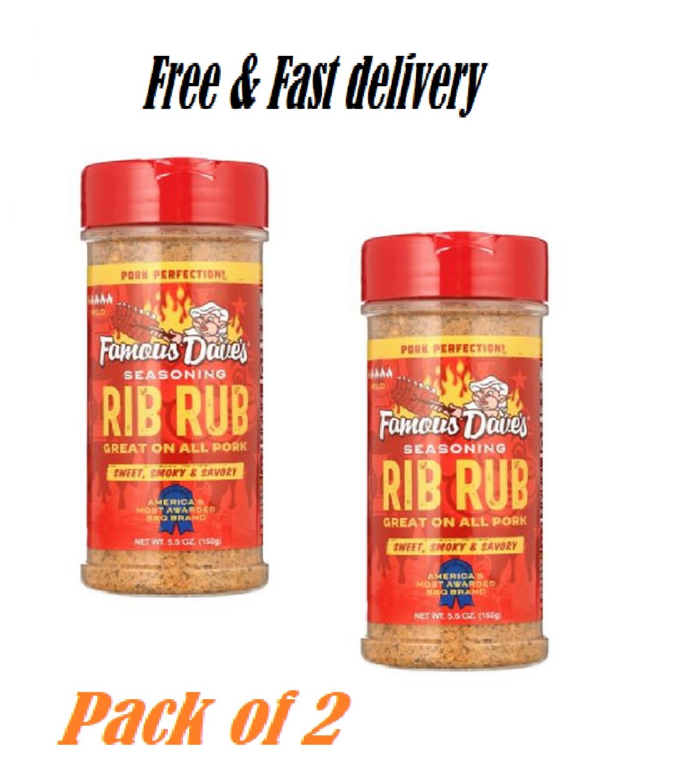 2 pack Famous Dave’s Rib Rub Pork Seasoning, 5.5 oz