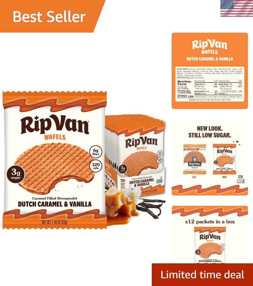 Keto-Friendly Dutch Caramel & Vanilla Stroopwafels – 12 Count – Non-GMO Snack