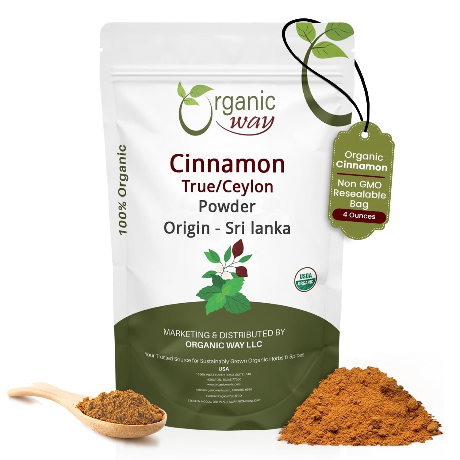 Organic Way True Ceylon Cinnamon Powder (1/4LBS / 4Oz)