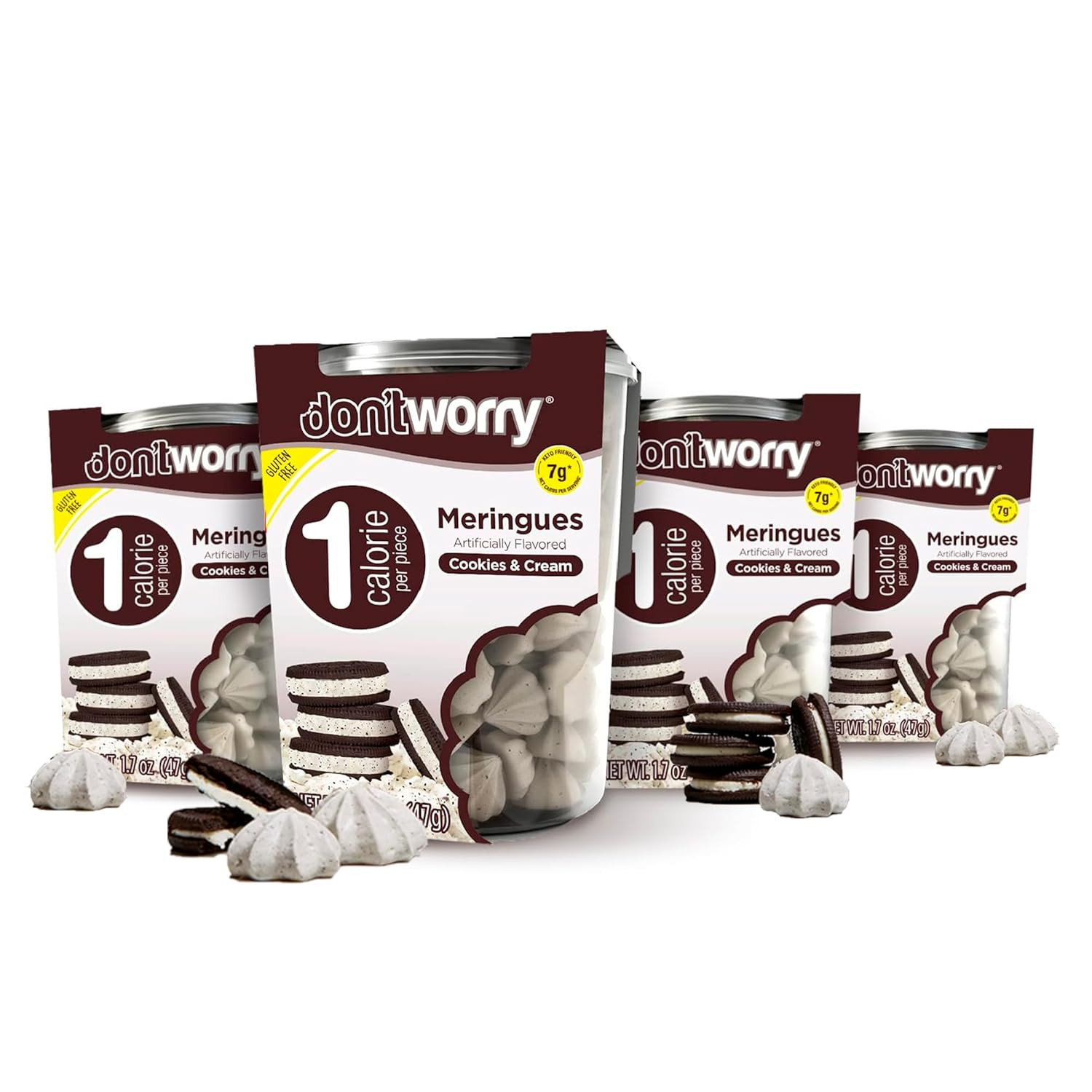Don’t Worry Meringue Cookies 4 Pack Cookies & Cream Low Calorie Keto Snack
