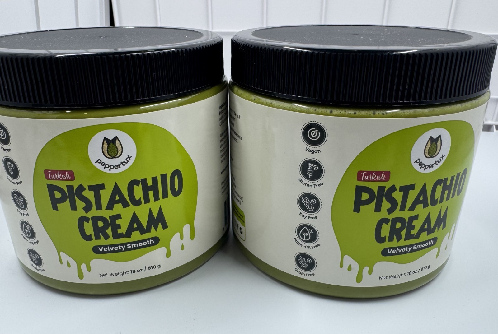 2 X Jars of Turkish Pistachio Cream/Paste/Spread Natural 18oz by Peppertux