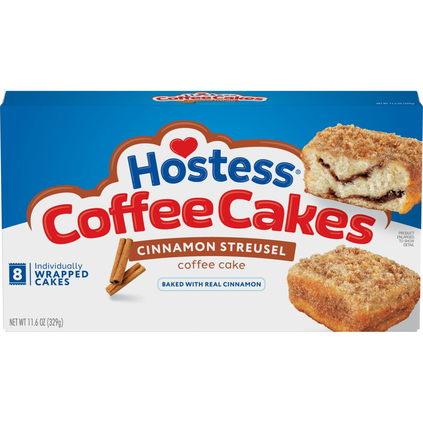 Hostess Coffee Cakes, Cinnamon Streusel Snack Cakes, 11.6 oz Box (8 Count)