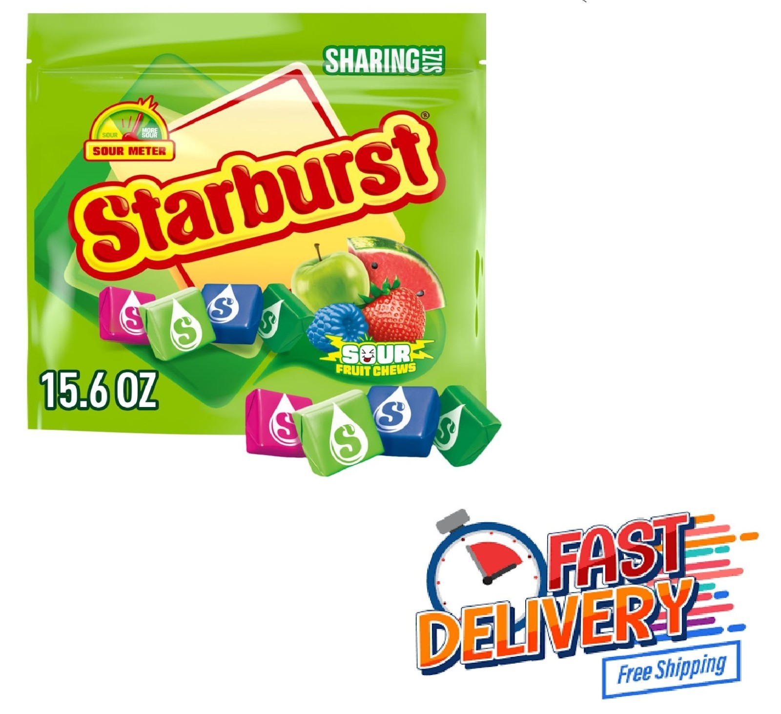 Starburst Sour Fruit Chews 1 LB Bulk Assorted Sour Chewy Candy