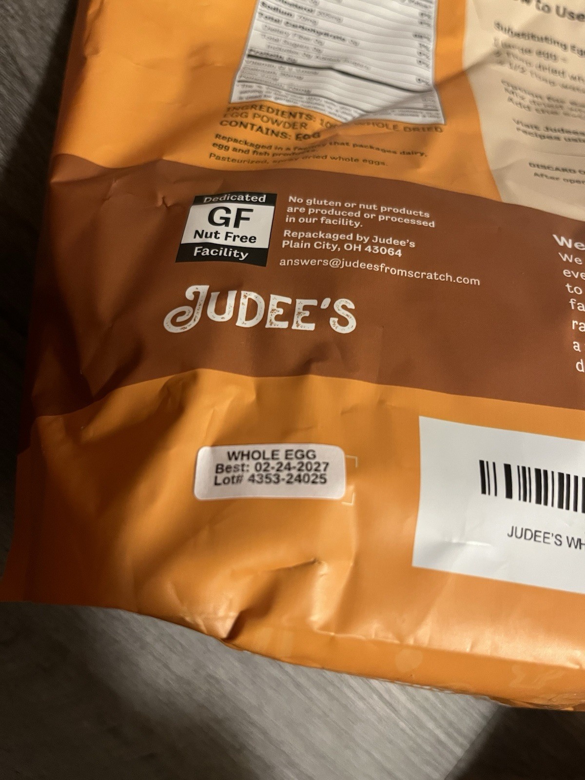 Judee’s Gluten Free Dried Whole Egg Powder 3 lbs – Baking Supplies Pack Of 2