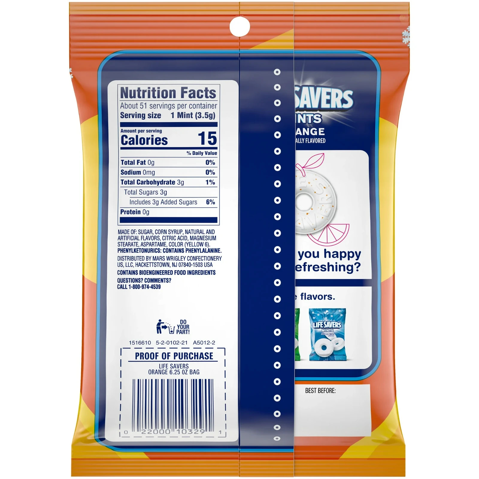 Life Savers Orange Flavored Breath Mints Limited Edition, 6.25-Ounce (Pack of 2)