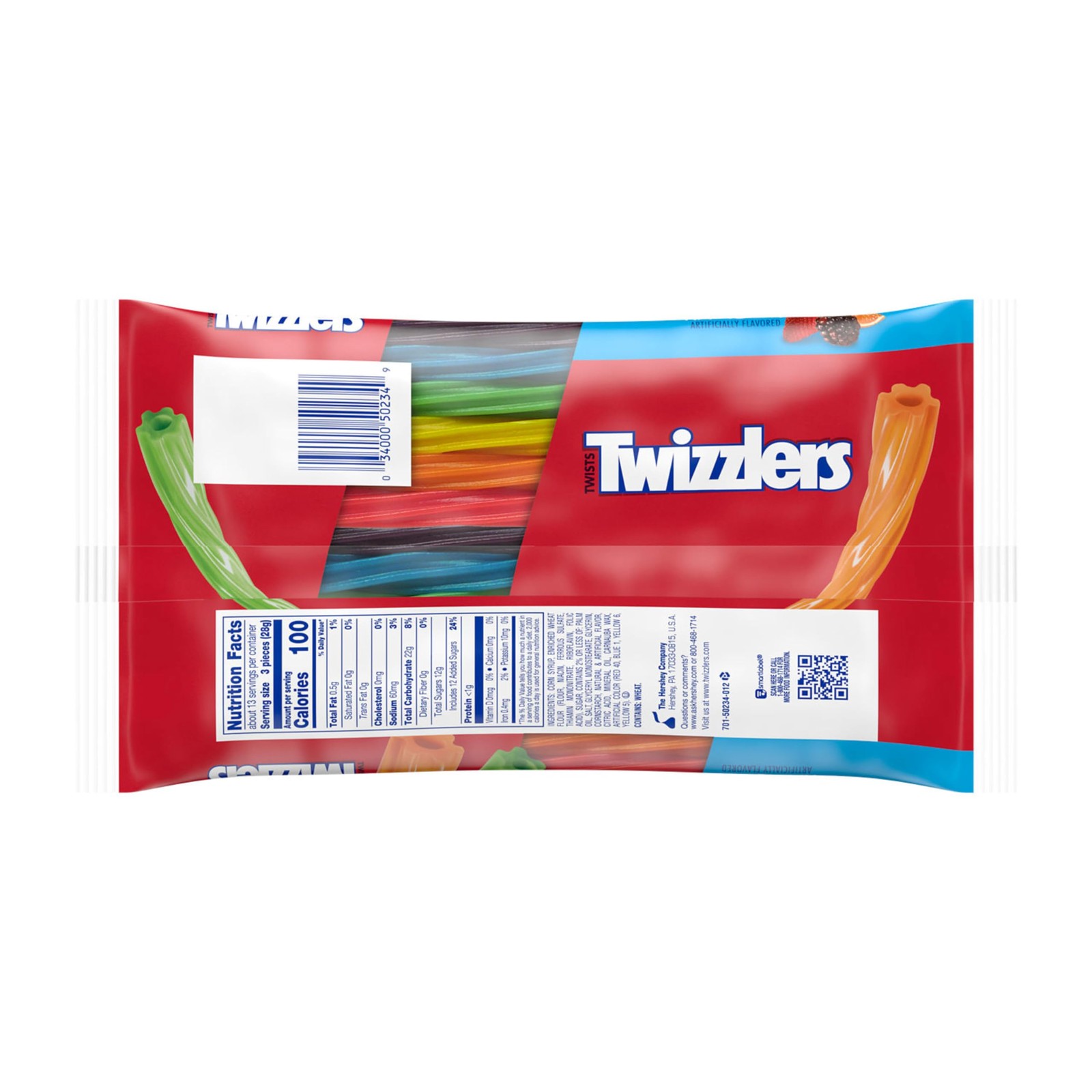 TWIZZLERS Twists Rainbow Flavored Licorice 12.4 Ounce (Pack of 6),