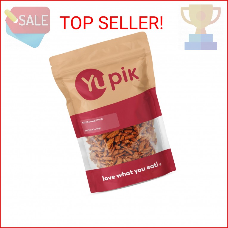 Yupik Salted Sesame Sticks 2.2 lb (35.2 oz), Vegan, Kosher, Low-Calorie, Source