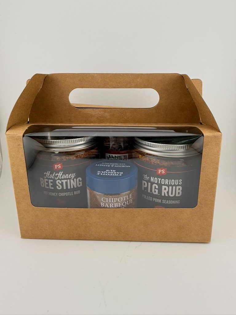 BBQ Rub Gift Set Sampler Box | Hot Honey Chipotle Pulled Pork Seasoning Mixes