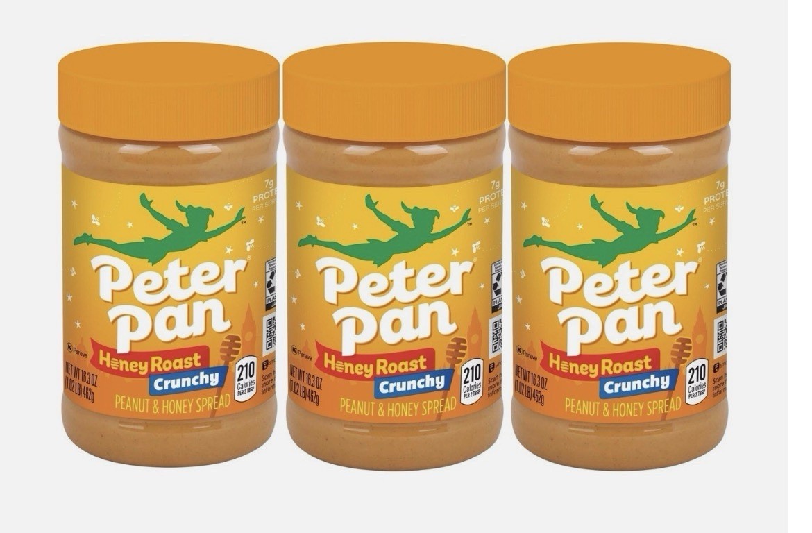 3 X Peter Pan Honey Roasted Crunchy Peanut Butter 16.3 oz Exp 05/2027
