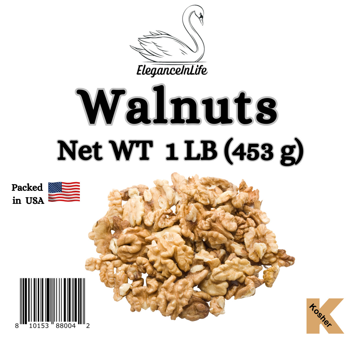 EleganceInLife Walnuts 1 LB 453g Each Fresh and Packed in USA Pack of 2