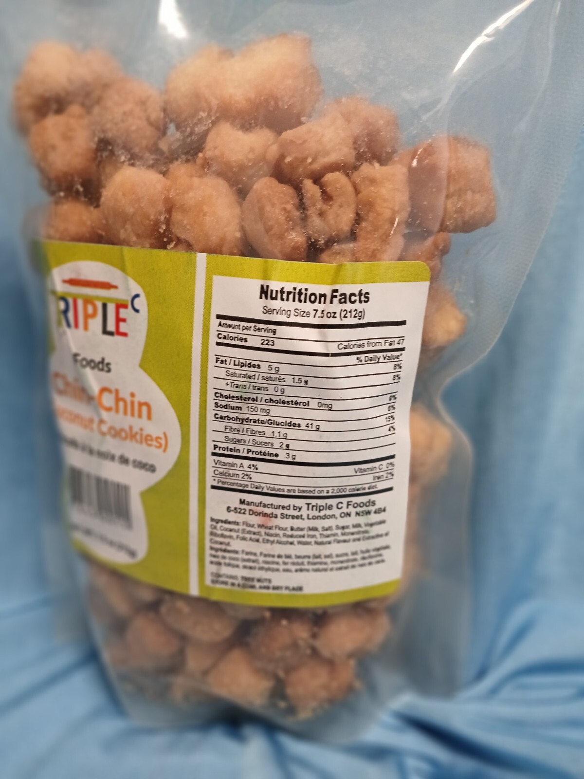 Tripple C Foods, Chin Chin Coconut Cookies 212g 7.5 oz, Biscuit