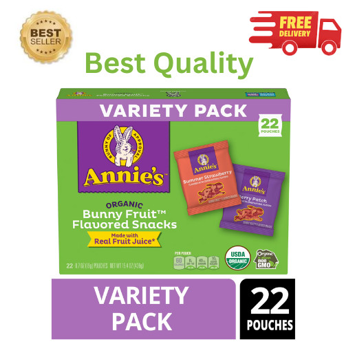 Annie’s Organic Bunny Fruit Snacks Variety Pack, Gluten Free, 22 Count (15.4 oz)