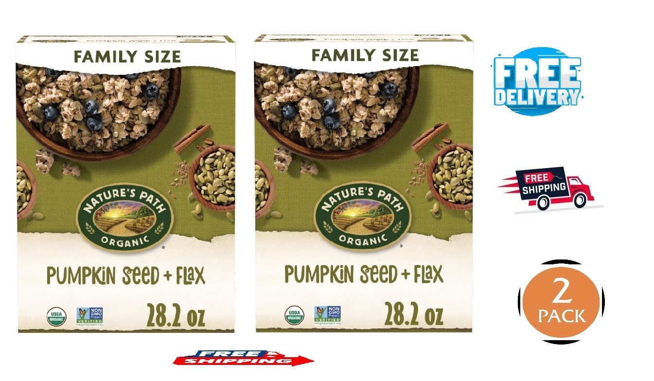 2 Packs Nature’s Path Organic Pumpkin Seed + Flax Granola 28.2 oz Each Pack