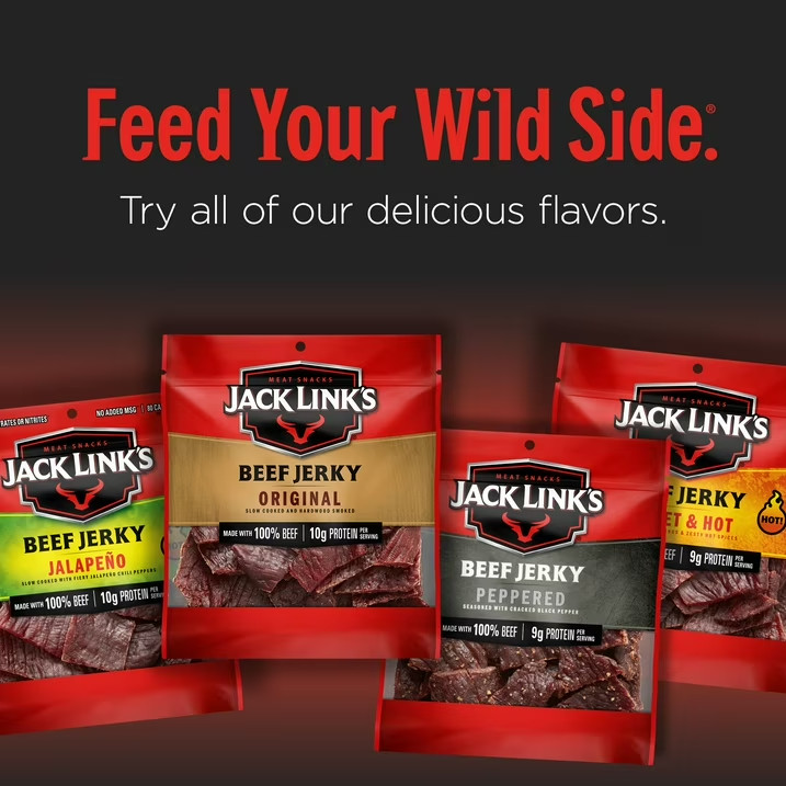 Jack Link’s Beef Jerky, Teriyaki, Made with 100% Beef, 11g of Protein 2.85 oz