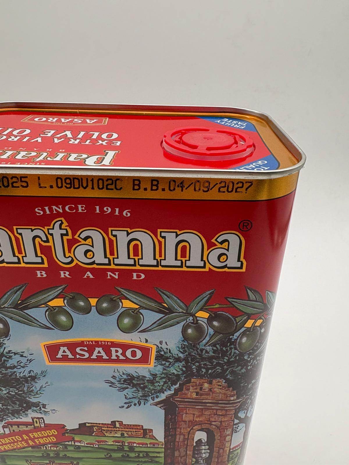 Partanna Extra Virgin Olive Oil 3L Tin Italian EVOO Robust Fruity Harvest