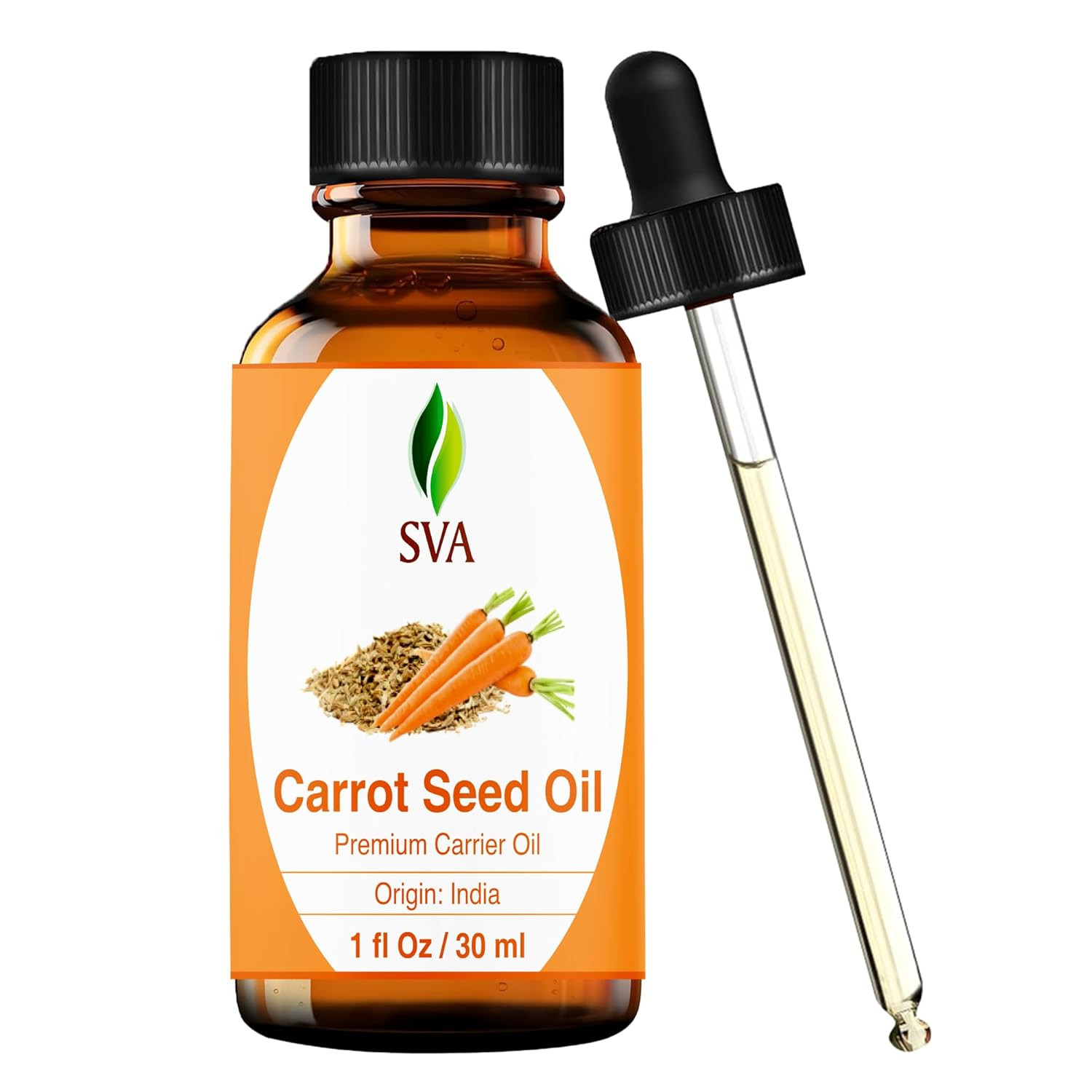 SVA Carrot Seed Oil – 1 Fl Oz – 100% Natural Cold Pressed Carrot Oil – for Face,