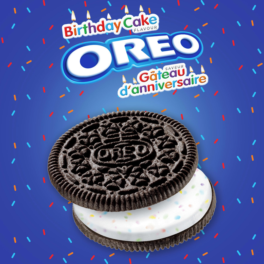 2-Pack Oreo Birthday Cake Sandwich Cookies (261g) Biscuit Snacks Sweet Canada