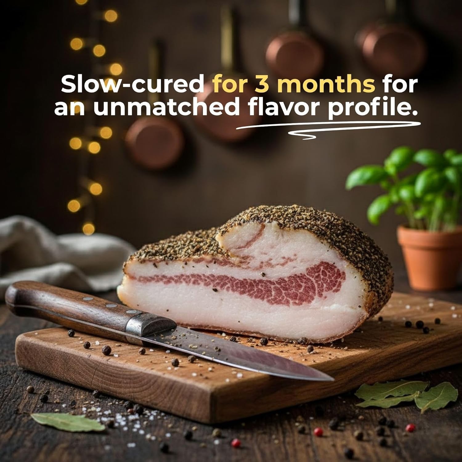 Alma Gourmet Guanciale From Italy – Italian Dry-Cured Pork Jowl Imported 3.3 lb