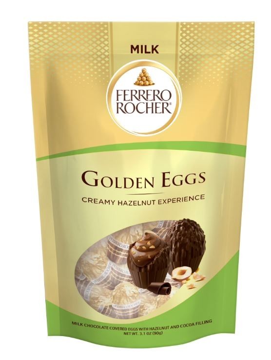 Ferrero Rocher 3.1 oz GOLDEN EGGS Milk Chocolate Creamy Hazelnut Filling BB 8/26