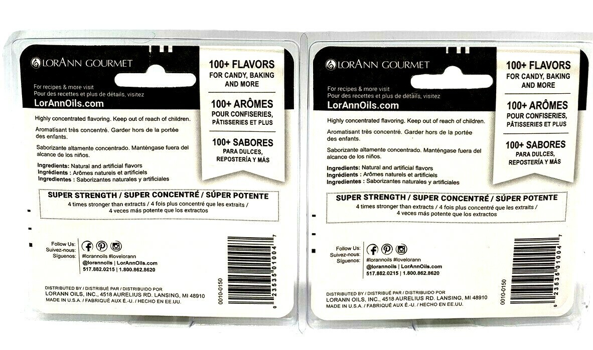 LorAnn Flavoring Oils, Cinnamon. New Lot of 2 ( 4 bottles).