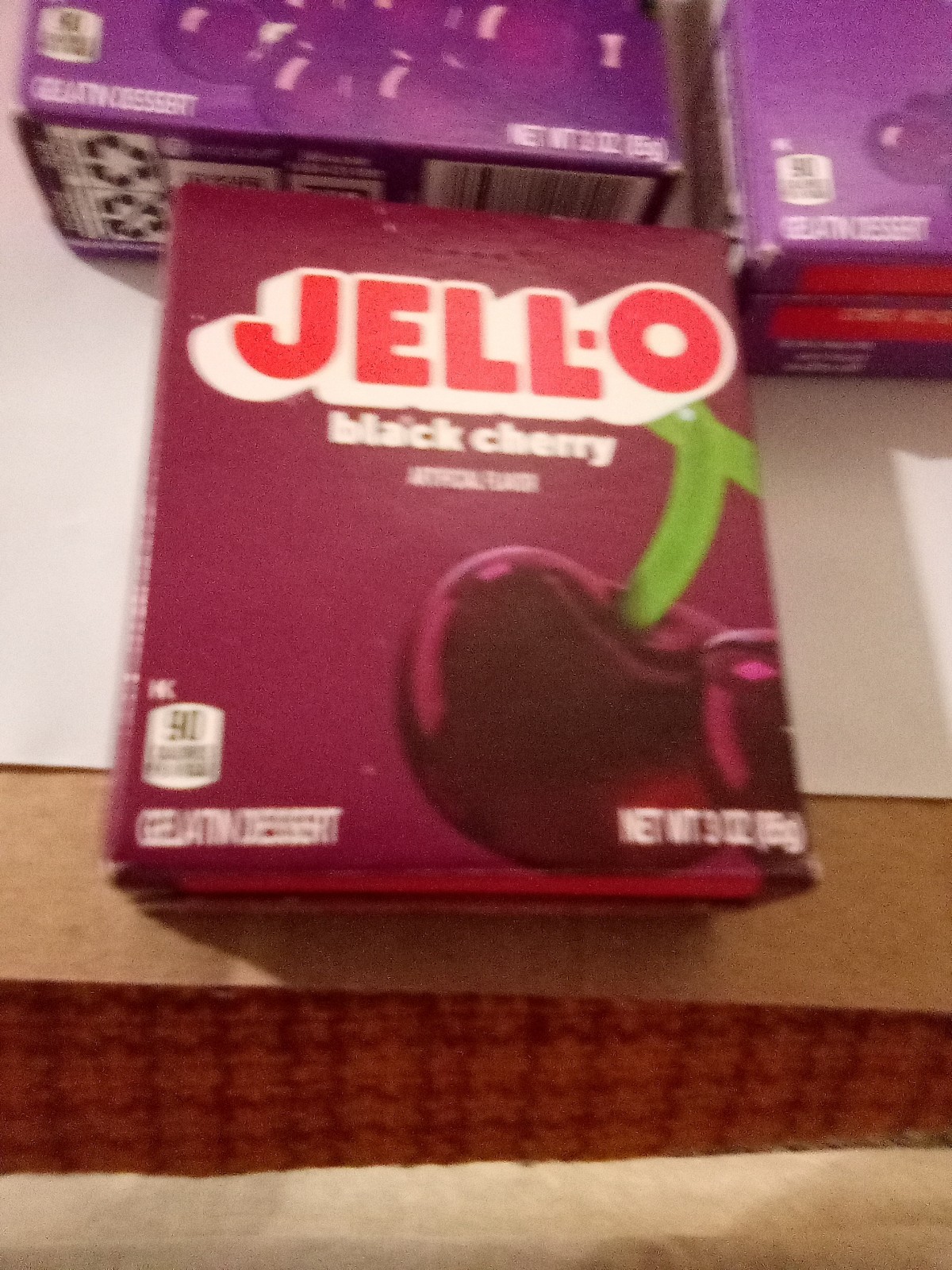 Jell-o Gelatin 3 Oz (2) Grape Exp 01/2028 & (1) Black Cherry Exp 04/2027