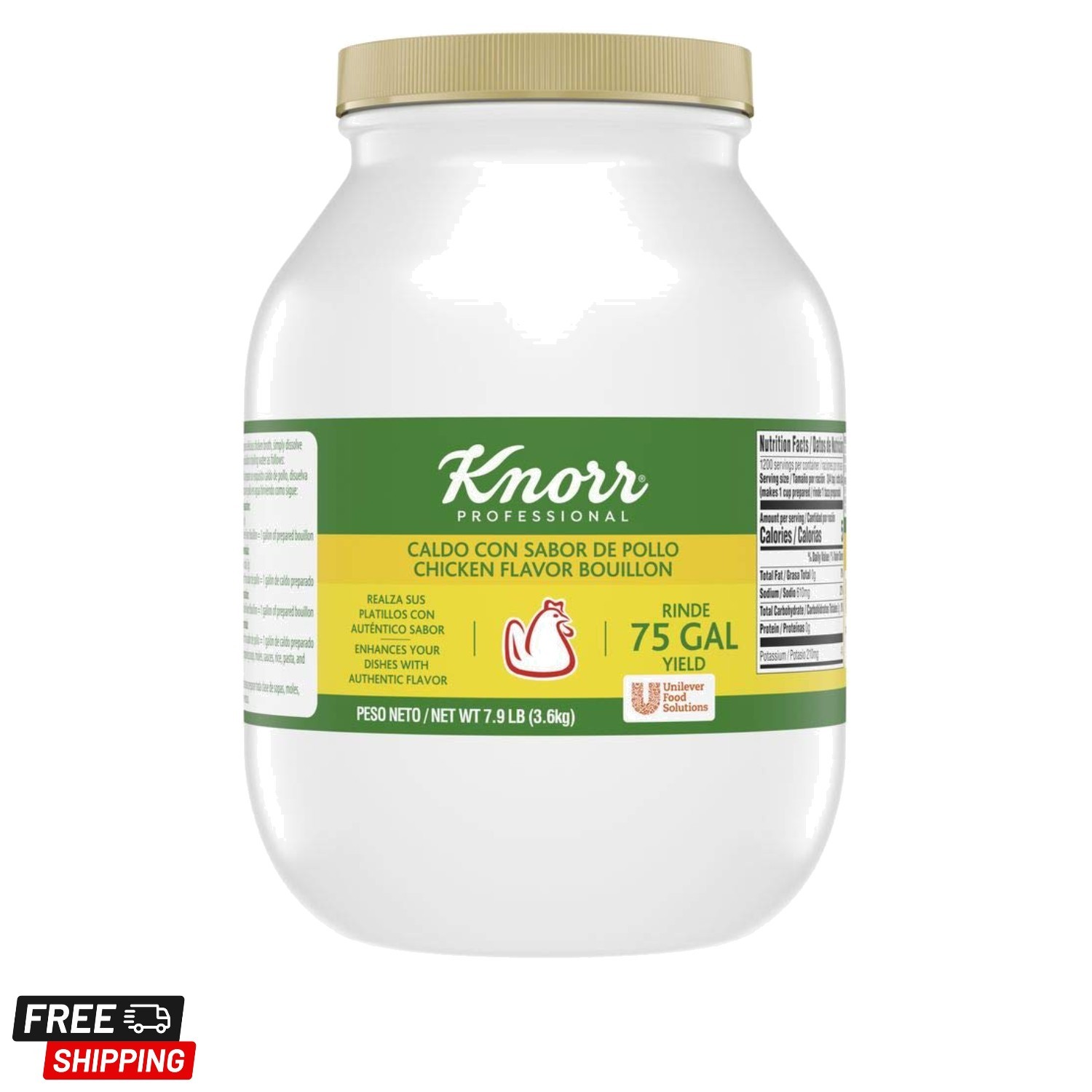 Bulk 7.9 lbs Chicken Bouillon: Resealable, 0g Trans Fat for Culinary Convenience
