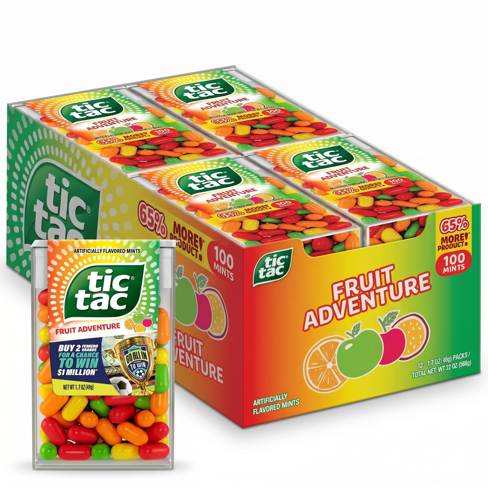 Tic Tac Fruit Adventure, On-the-Go 1.7 Ounce (Pack of 12), Various