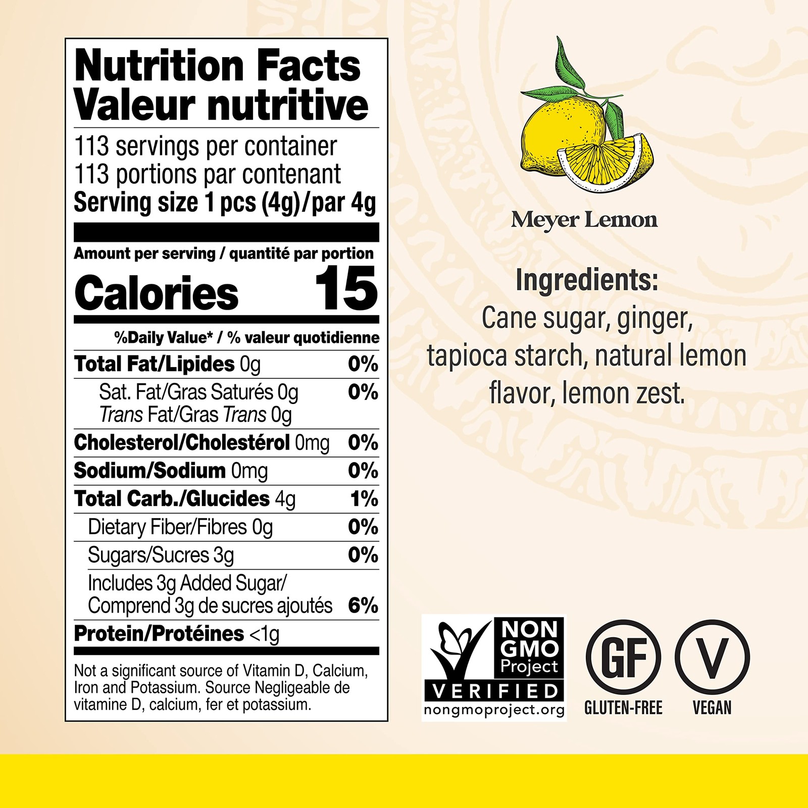 Chimes Meyer Lemon Ginger Chews Candy, 1-Pound Bag 1 Pound (Pack of 1)