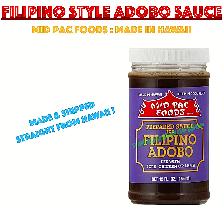 Mid Pac Foods FILIPINO ADOBO SAUCE 12 oz Jar Made in Hawaii Filipino Marinade