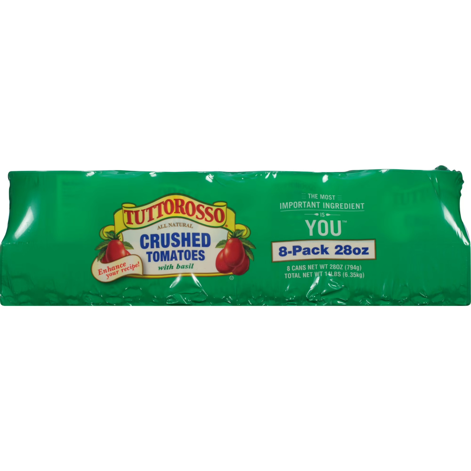Tuttorosso Crushed Tomatoes with Basil – 28 oz, 8 Pack – No Artificial Kosher.