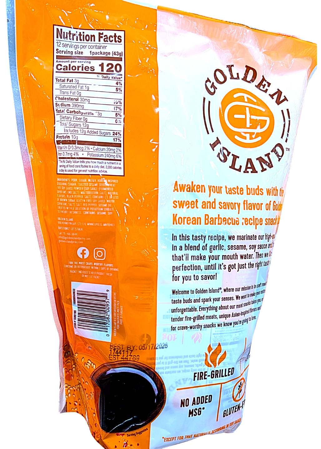 Golden Island Pork Snack Bites Korean Barbecue 12 x 1.5 Oz Count EXP 05/2026