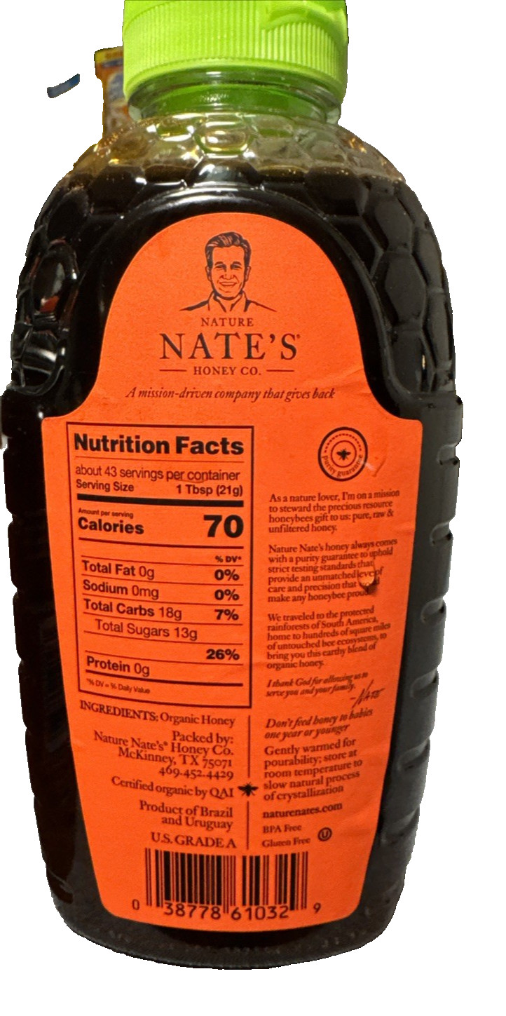 Honey Raw & Unfiltered 100% Pure Nate’s Honey Lot of 4