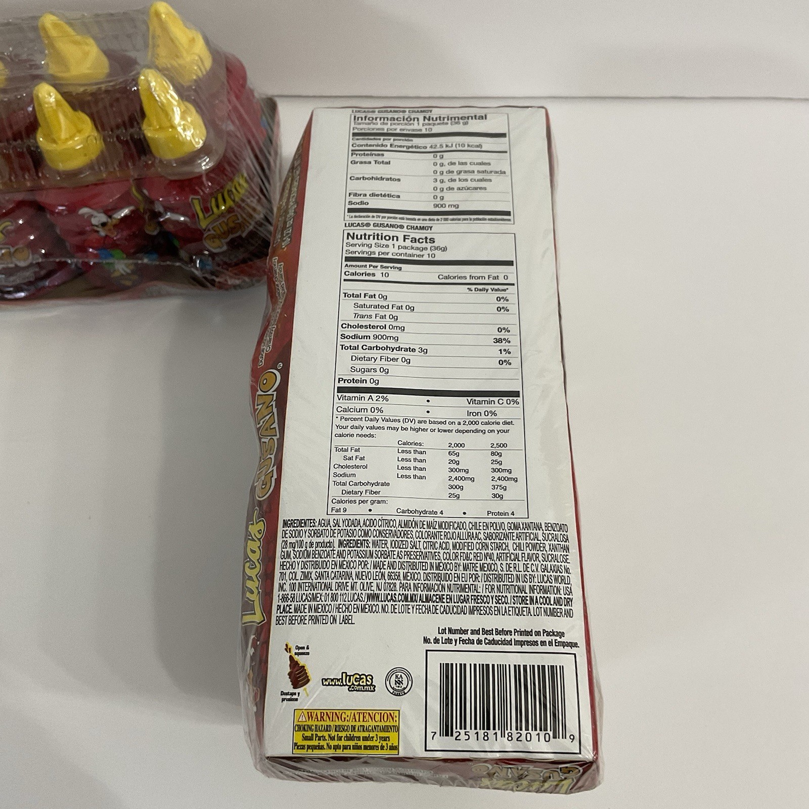 Lucas Gusano Chamoy Mexican Hot Liquid Candy 2 Pack (20 Total )