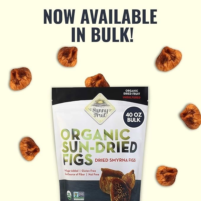 2 Packs Sunny Fruit USDA Organic Sun Dried Figs 40 oz Each Pack, Total 5 lb