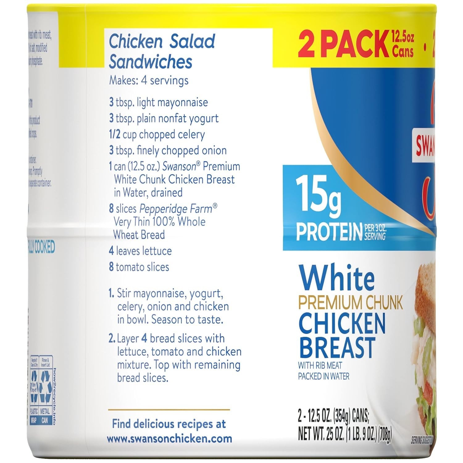 Swanson White Chunk Chicken Breast, 12.5 Oz Can, 2 Count