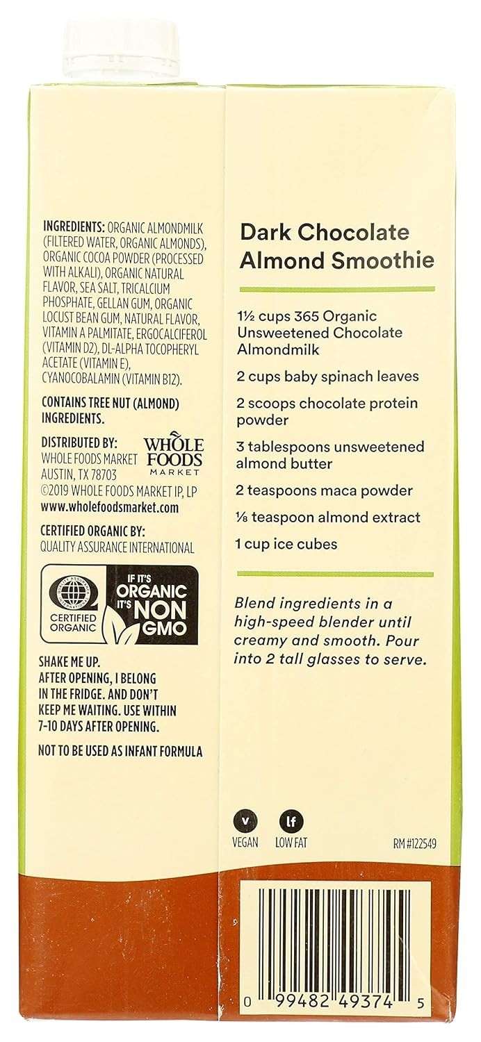Organic Unsweetened Chocolate Almond Milk (32 Fl Oz, Pack of 6) – Delight