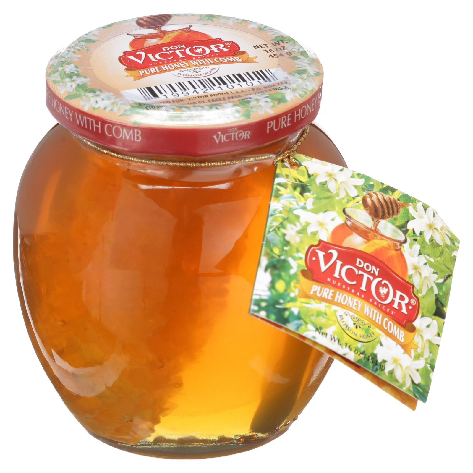 Don Victor Pure Honey with Comb, 16 oz, No Allergens Contained.