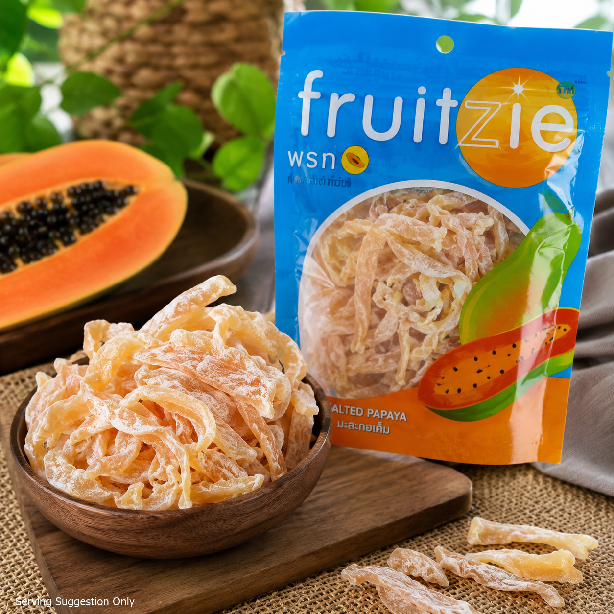 Fruitzie Dried Salted Papaya Thai Fruit Snack Sweet & Salty 50g
