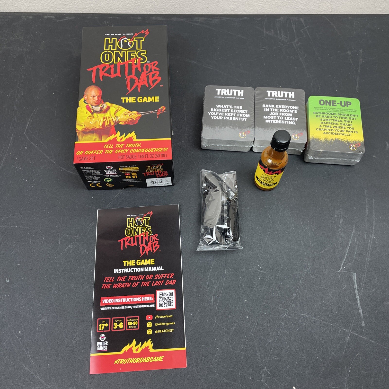 Hot Ones Truth or Dab The Game – Hot Sauce Included Ages 17+ B2