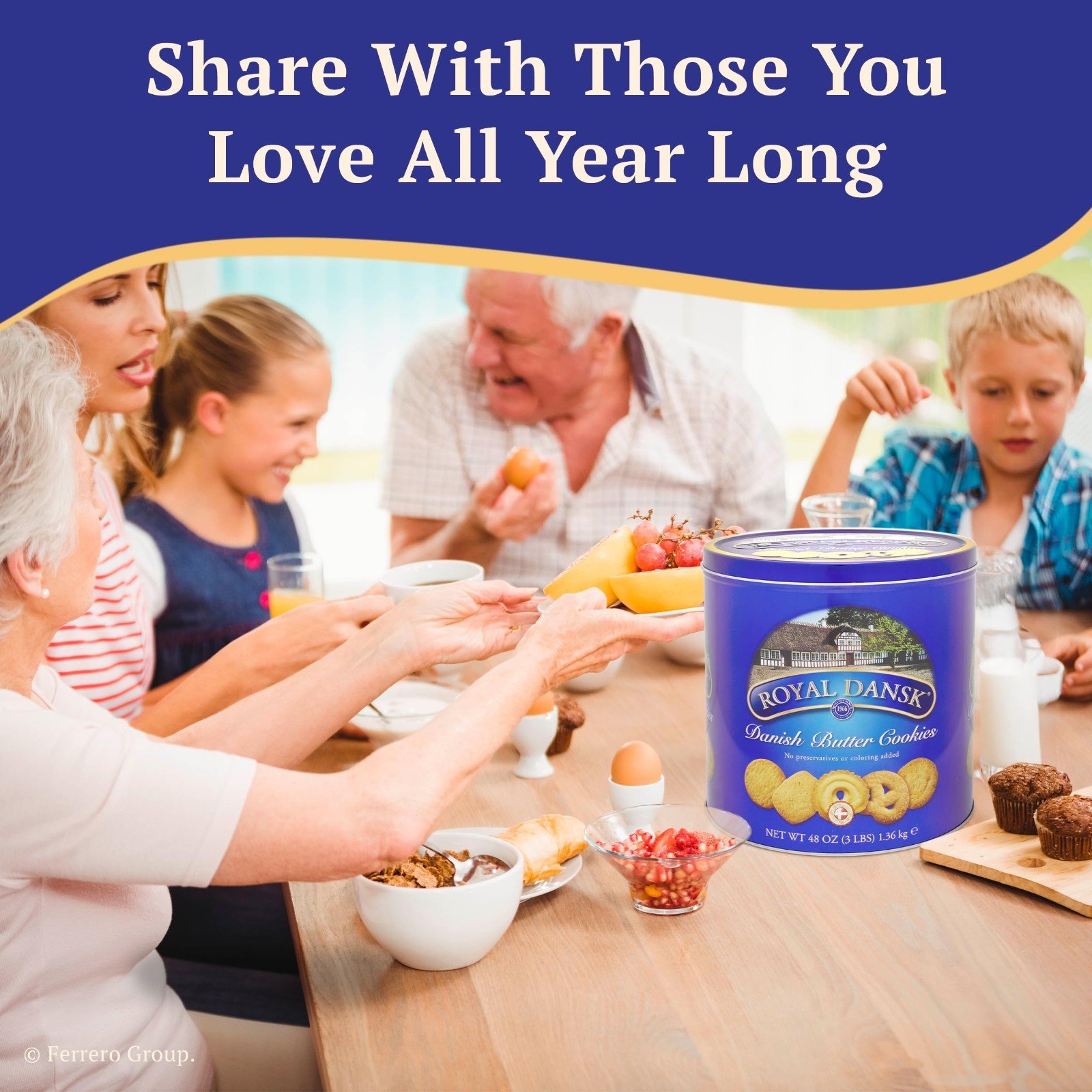 Danish Butter Cookies 48oz Assorted Tin – Made with Real Butter, Perfect for Sha
