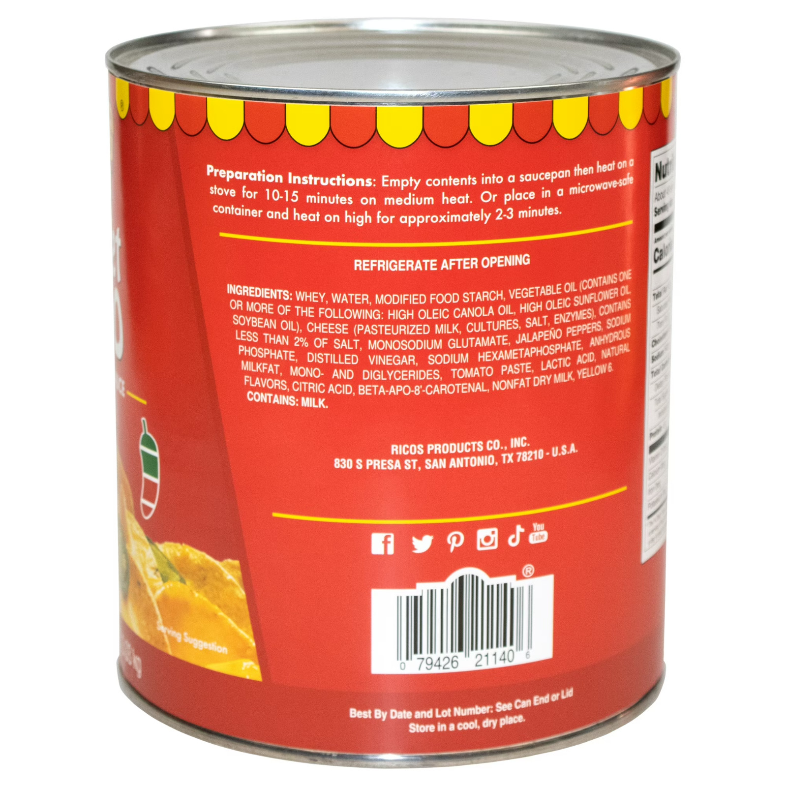 Ricos Gourmet Nacho Cheese Sauce 107 oz Ready-to-Serve Creamy Cheddar Dip..