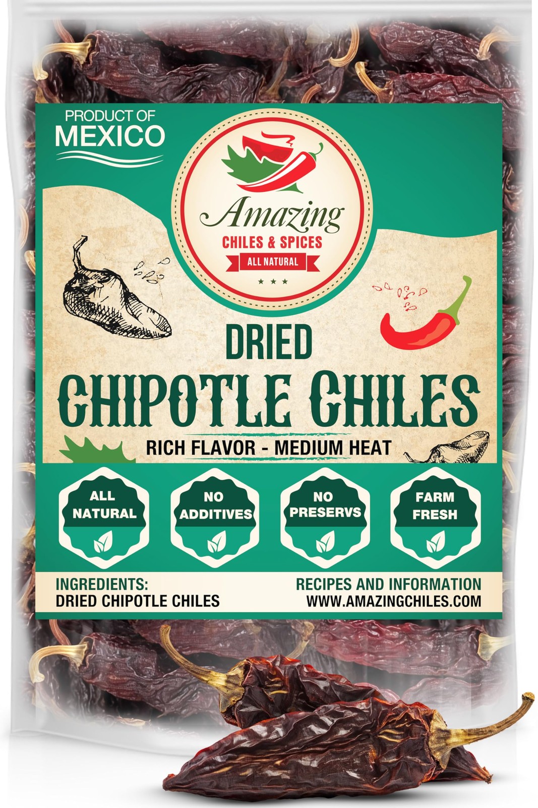 Dried Chipotle Morita Chile Peppers 4 oz – Robust Smokey 4 Ounce (Pack of 1)