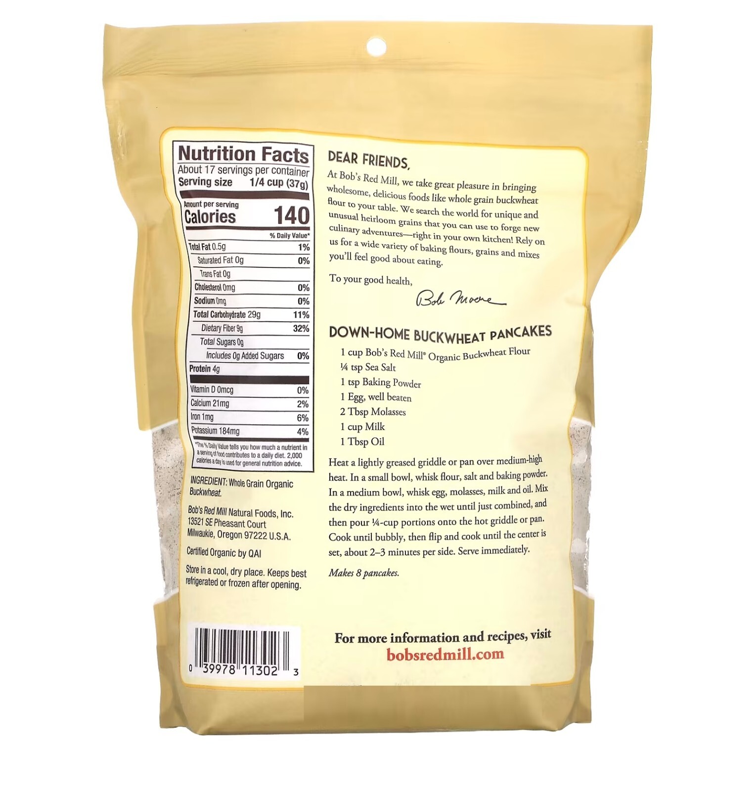 4 PACK – Bob’s Red Mill Organic Buckwheat Flour 22 oz (Total 88 oz) EXP: 02/2025