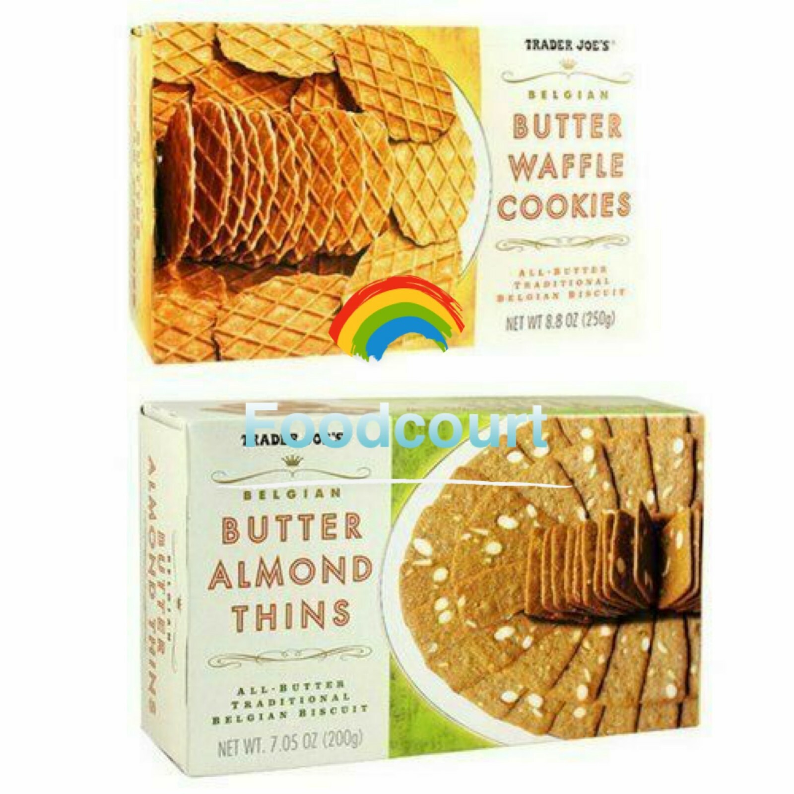 2 Packs Set Trader Joe’s Belgian Butter Waffle Cookies & Butter Almond Thins