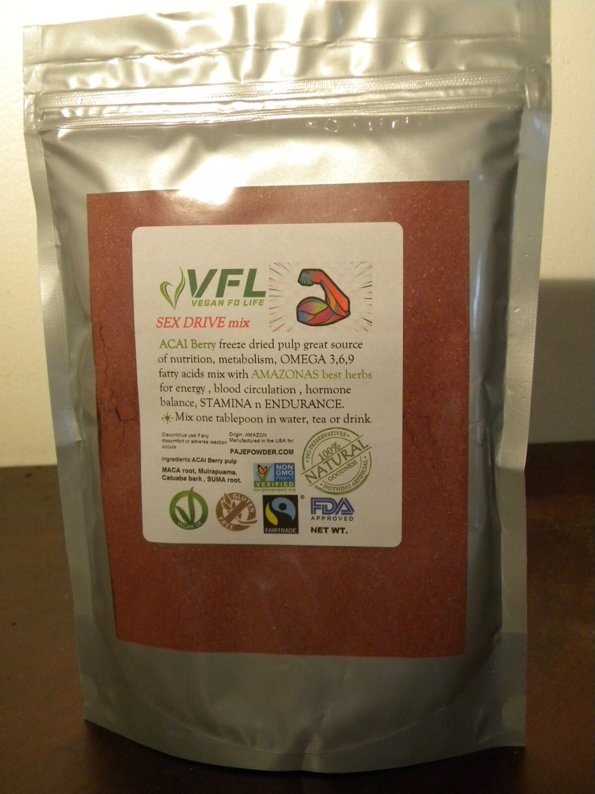 Vegan Life SEX DRIVE MIX 1LB 16oz ACAI MACA CATUABA MUIRAP SUMA by PAJE Powder